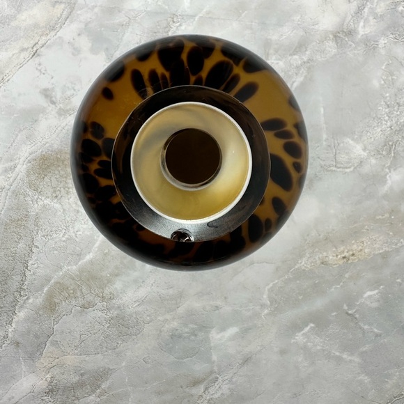 MURANO STYLE BLACK AND AMBER GLASS VANITY PERFUME BOTTLE+STOPPER LEOPARD - Picture 7 of 12